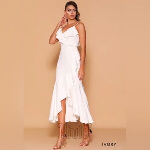 Les Demoiselle LD1129 Ivory Martina Wedding Dress Women's Sz AU 10 Ruflles Fairy